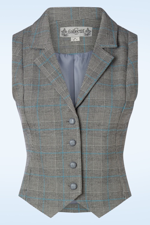 Collectif Clothing - Professor Prince of Wales Waistcoat in Grey