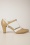 Banned Retro - Galore Brogue Leather T-Strap Pumps in Beige and White
