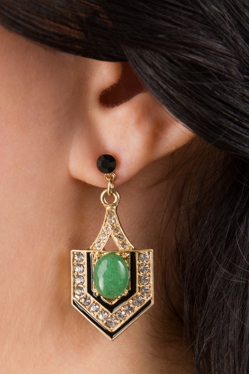 Lovely -  Boucles d'oreilles Art Déco inspirées de l'Égypte en jade