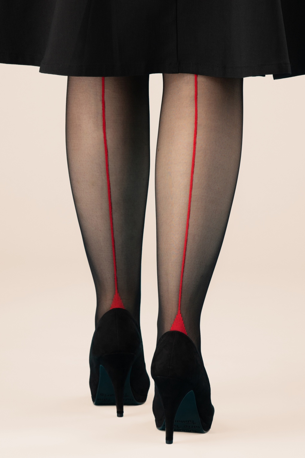 Classic Seamer Tights in Black with Red seam