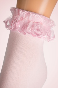 Lovely Legs - 50s Cute Ruffle Lace Bobby Socks in Pink 2