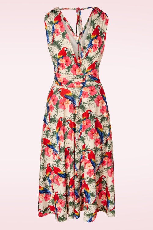 Vintage Chic for Topvintage - Jane Parrot swing jurk in crème 2