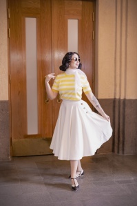 Compania Fantastica - Pull Lucy en blanc et jaune 3