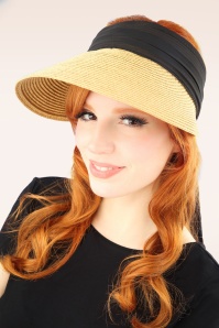 Amici - 50s Augusta Straw Visor Hat in Natural and Black