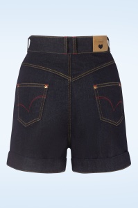 Rock-a-Booty - Pepper Shorts Années 50 en Denim Foncé 6