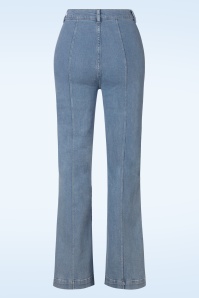 King Louie - Ella Pintuck Strata Denim Pants Années 70 en Bleu Céleste 2