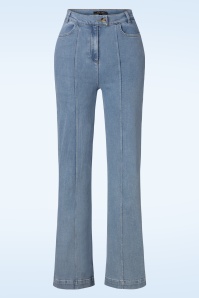 King Louie - Ella Pintuck Strata Denim Pants Années 70 en Bleu Céleste