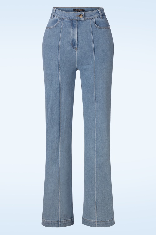 King Louie - 70s Ella Pintuck Strata Denim Pants in Heaven Blue