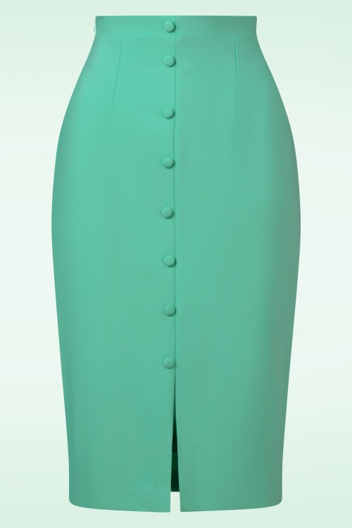 Glamour Bunny Business Babe - Rose Lee Pencil Skirt in Mint  3
