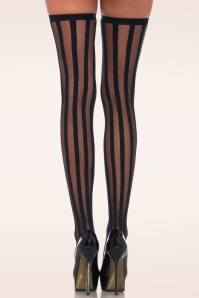 Rouge Royale - Veronica Vertical Stripe Stockings en Noir