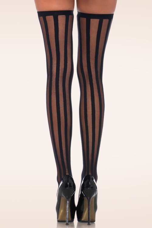 Rouge Royale - Veronica Vertical Stripe Stockings in Black