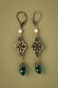 Lovely - 20s Victorian Filigree Earrings in Emerald 3