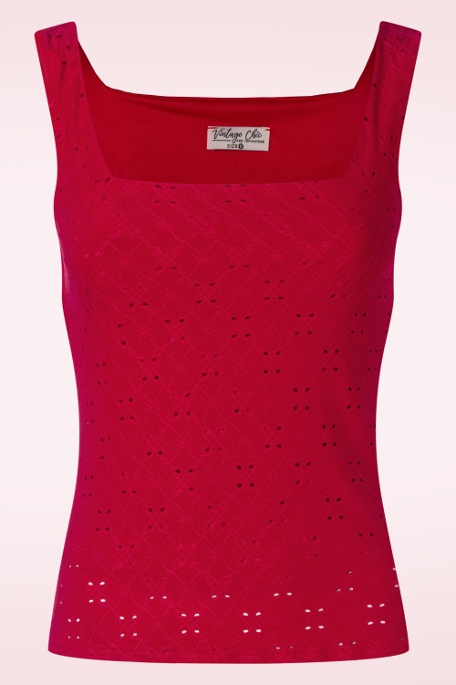 Vintage Chic for Topvintage - Demi embroidery top in rood