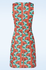 Vintage Chic for Topvintage - Betty Floral Kleid in Türkis und Orange 2