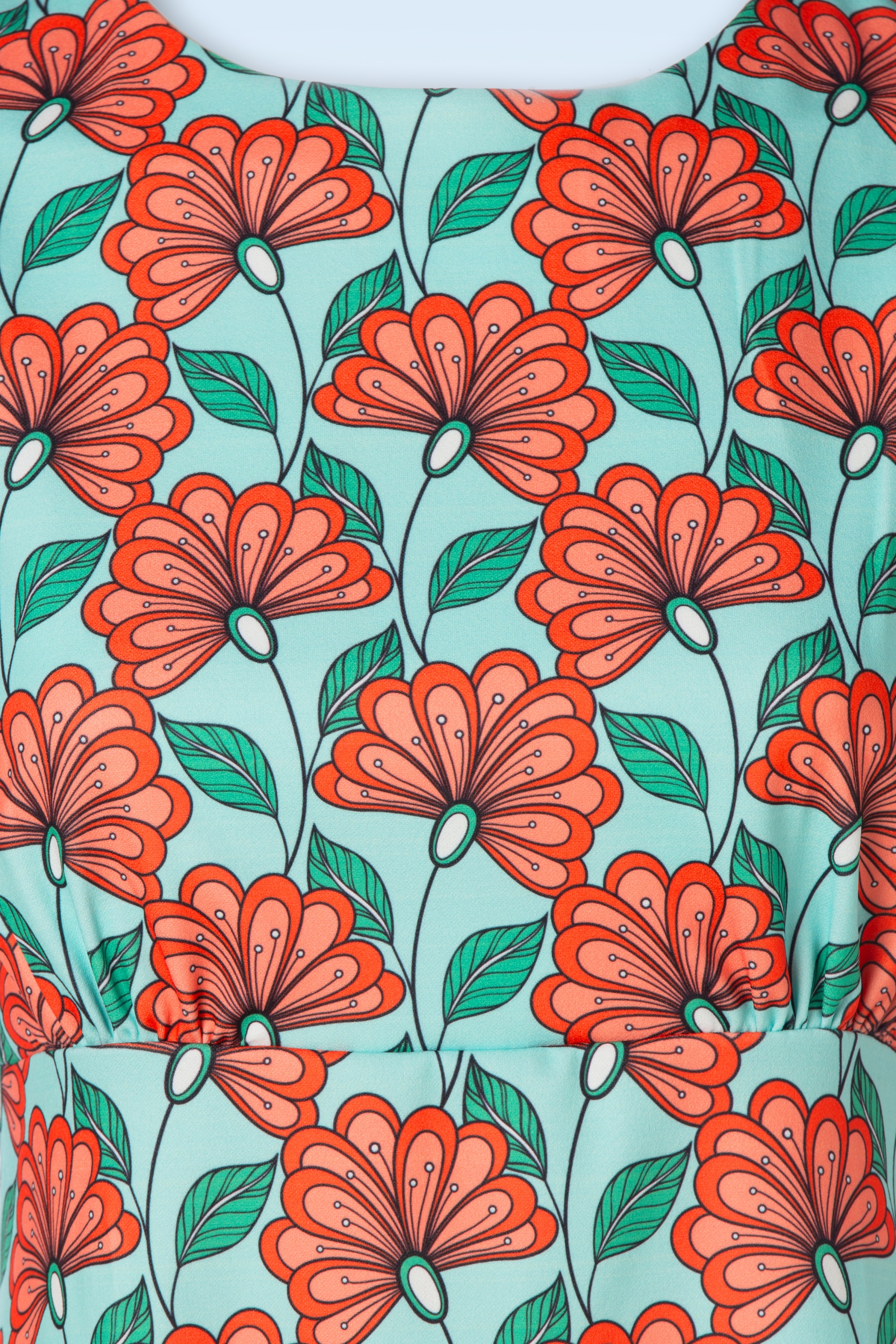 Vintage Chic for Topvintage - Betty floral jurk in turquoise en oranje 3