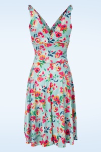Vintage Chic for Topvintage - Grecian floral swing jurk in licht blauw 2