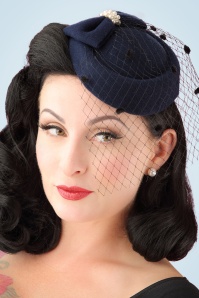 Banned Retro - Judy hoed in marineblauw