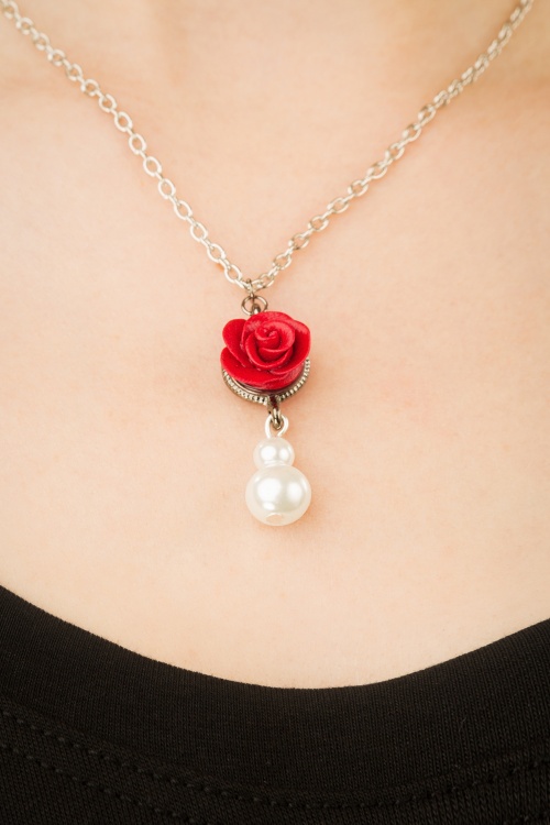 Sweet Cherry - Emma Rose Pearl Necklace Années 50 en Rouge 2