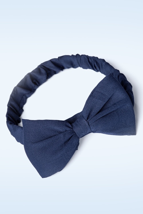 Banned Retro - 50s Dionne Bow Head Band in Navy 2