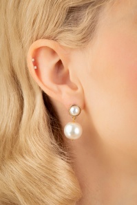 Sweet Cherry - Classy Pearl Earrings Années 50 en Ivoire