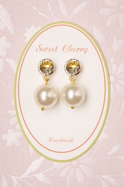 Sweet Cherry - Classy Pearl Earrings Années 50 en Ivoire 5