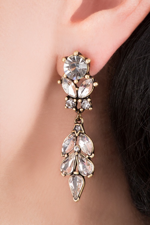 Lovely - Crystal Leaves Earrings in Gold 2