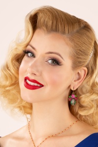 The Vintage Cosmetic Company - Roze polkadot haartulband in wit