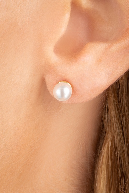 Topvintage Boutique Collection - Small Pearl Earstuds Années 50 en Ivoire 6