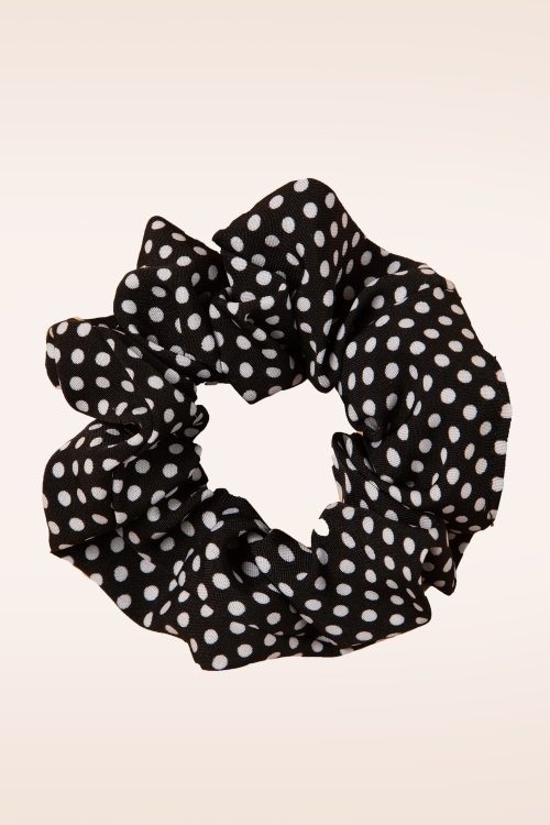 Banned Retro - Dotty Scrunchie in Black