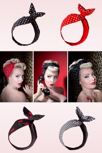 Be Bop a Hairbands - 50s I Want Cherries And Polkadots In My Hair Scarf in Black 4
