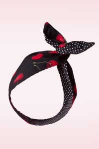 Be Bop a Hairbands - I Want Cherries And Polkadots In My Hair Scarf Années 50 en Noir 2