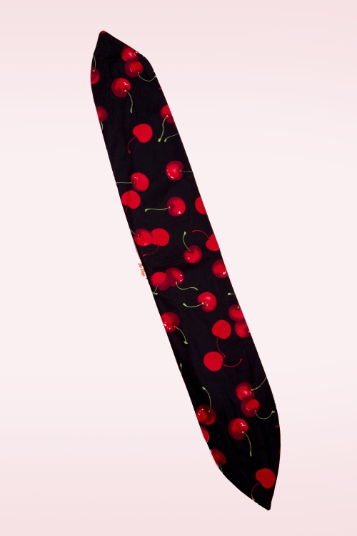 Be Bop a Hairbands - I Want Cherries And Polkadots In My Hair Scarf Années 50 en Noir 3