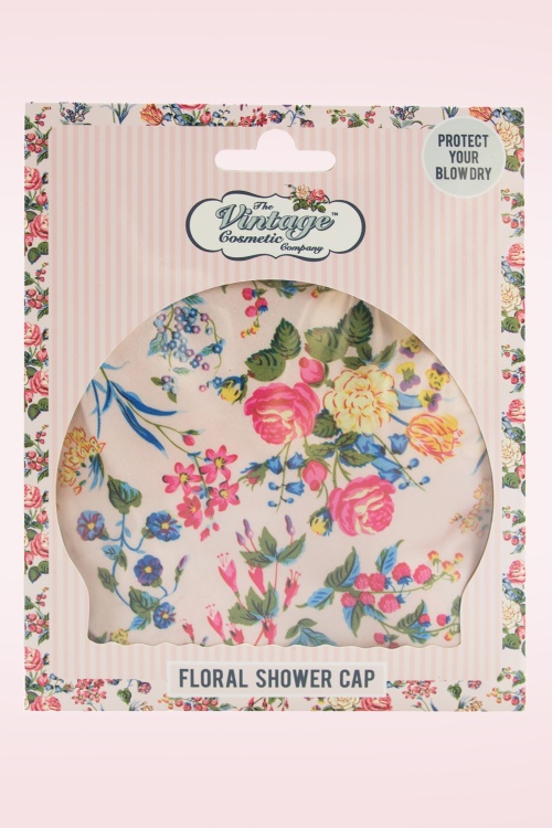 The Vintage Cosmetic Company - Showercap in Pink Floral 2