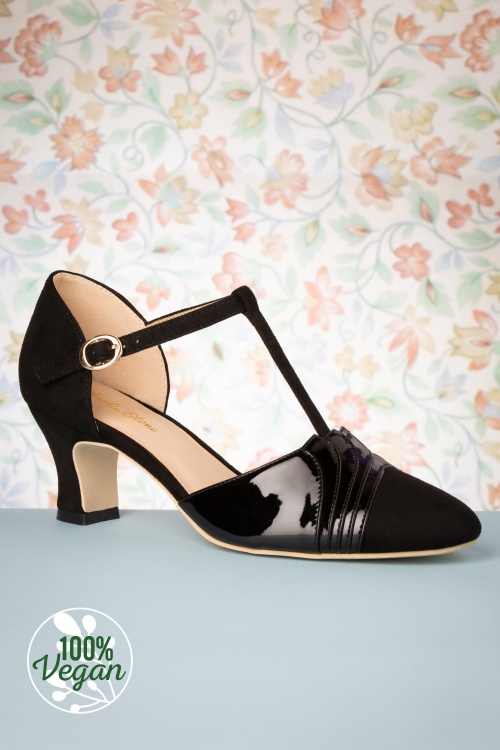 Charlie Stone - New York Luxe Pumps Années 40 en Noir 5