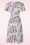 Vintage Chic for Topvintage - Sadie floral humming bird swing jurk in wit 2