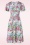 Vintage Chic for Topvintage - Sadie floral humming bird swing jurk in wit
