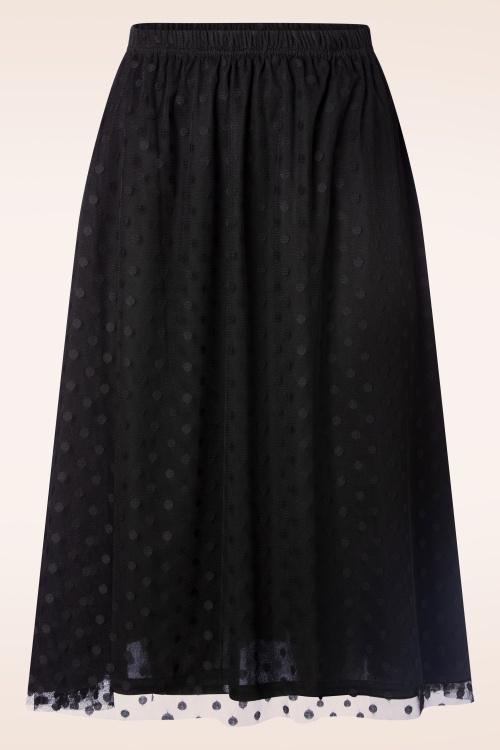 Vintage Chic for Topvintage - Delphi Polkadot Mesh Skirt in Black