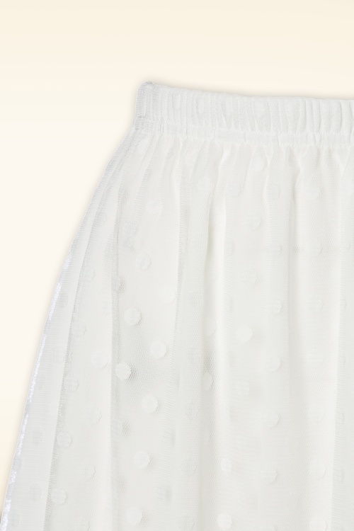 Vintage Chic for Topvintage - Delphi Polkadot Mesh Skirt in White 5