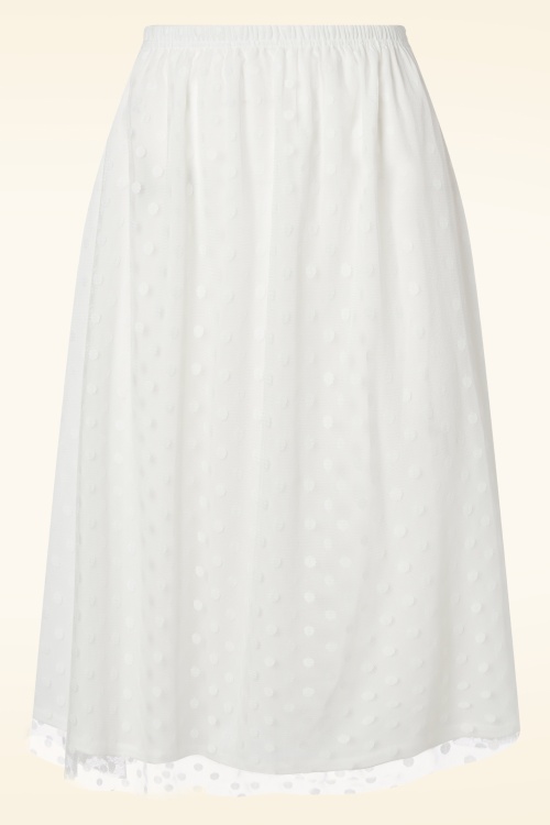 Vintage Chic for Topvintage - Delphi Polkadot Mesh Skirt in White 3