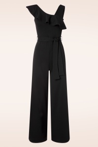 Vintage Chic for Topvintage - Judy ruffle shoulder jumpsuit in zwart