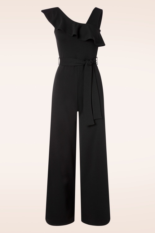 Vintage Chic for Topvintage - Judy Ruffle Shoulder Jumpsuit in Black