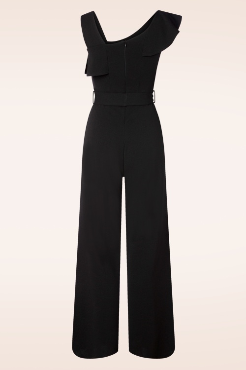 Vintage Chic for Topvintage - Judy Ruffle Shoulder Jumpsuit in Black 2