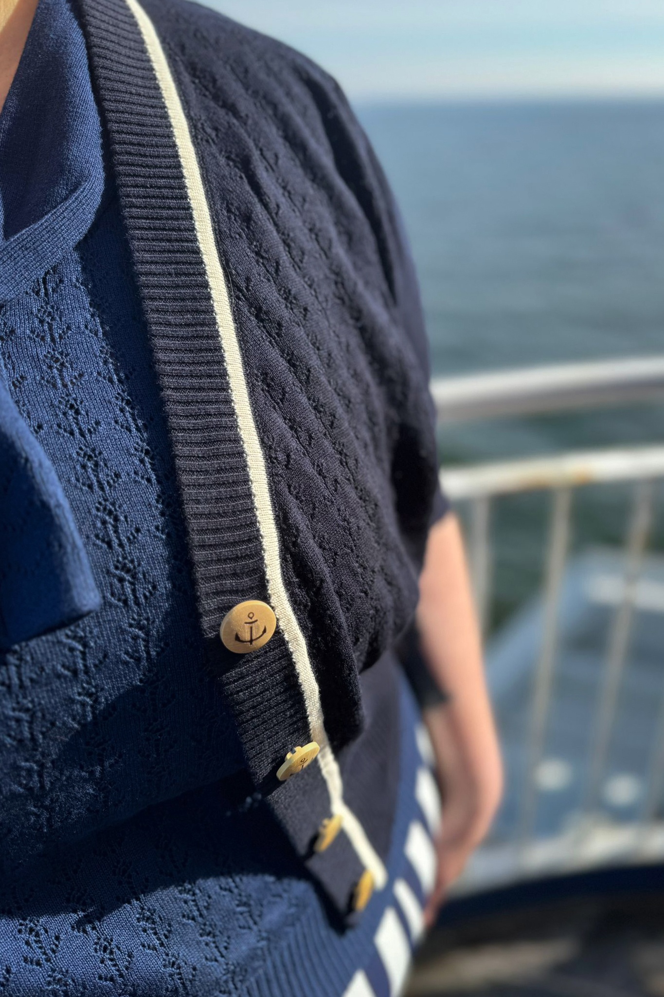 Banned Retro - Boat club vest in marineblauw 4