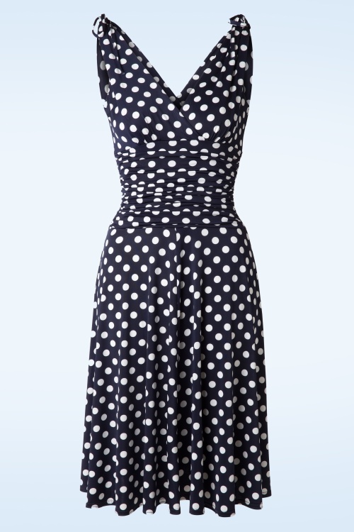 Vintage Chic for Topvintage - Grecian Polkadot Dress in Navy