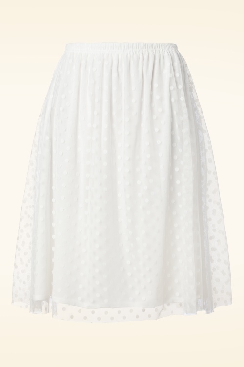 Vintage Chic for Topvintage - Delphi Polkadot Mesh Skirt in White 2