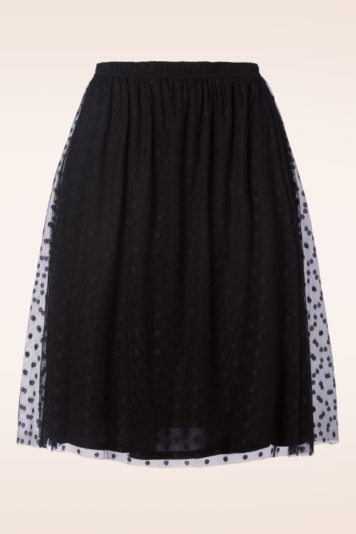 Vintage Chic for Topvintage - Delphi polkadot mesh rok in zwart