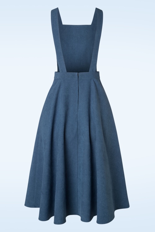 Banned Retro - 50s Book Smart Pinafore Swing Dress in Blue 2