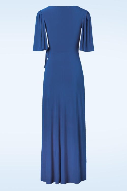Vintage Chic for Topvintage - Norah maxi jurk in korenbloem blauw 2