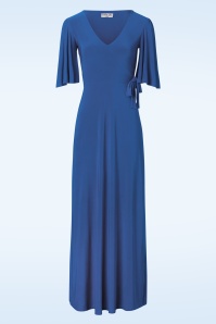 Vintage Chic for Topvintage - Norah maxi jurk in korenbloem blauw