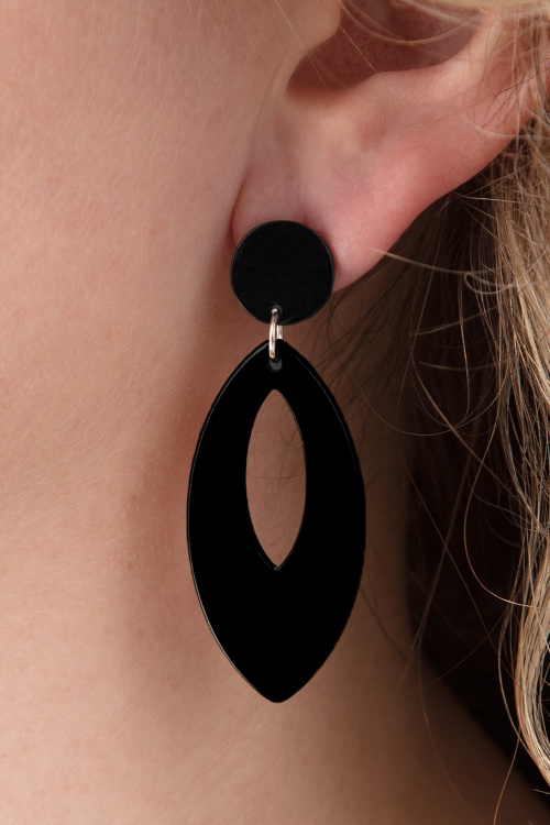 Glitz-o-Matic - 50s Ellips Pendant Earrings in Black